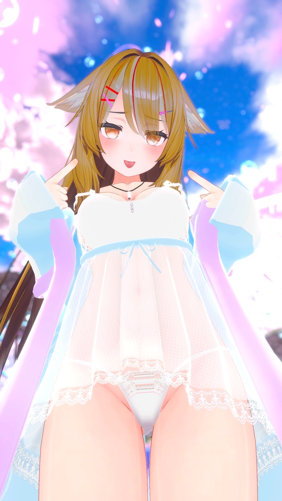 《22アバター対応衣装》ねこパーカー&透けランジェリーせいそせっと♡