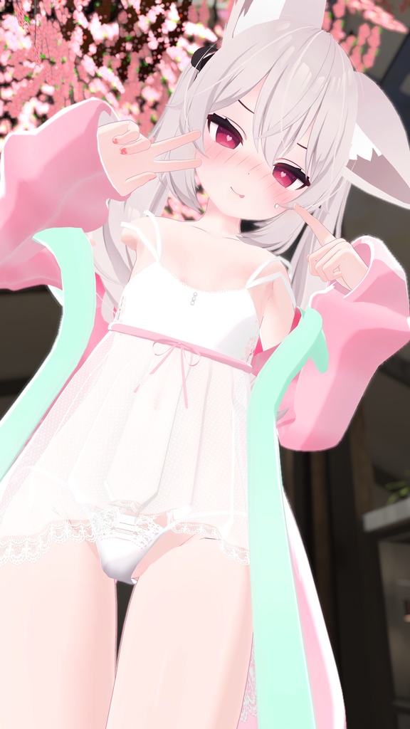 《22アバター対応衣装》ねこパーカー&透けランジェリーせいそせっと♡