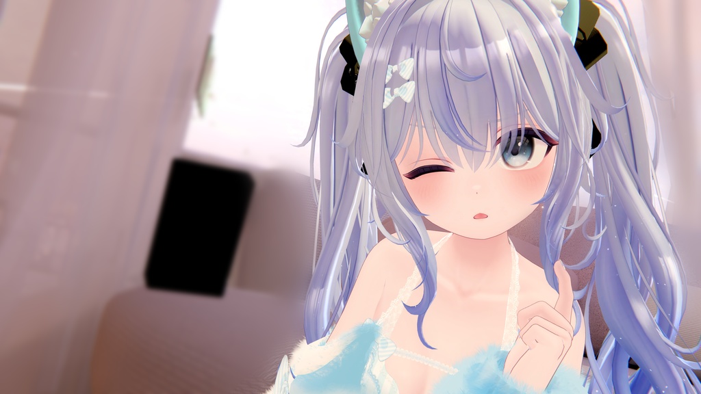 《25アバター対応衣装》ふわもこカーディガン&透けリボンランジェリーせいそせっと2