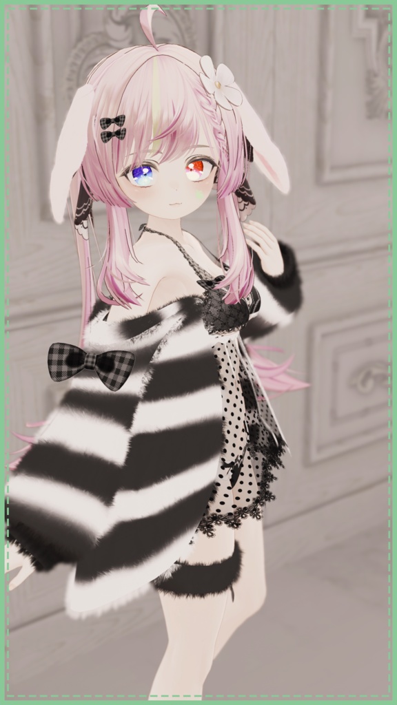 《25アバター対応衣装》ふわもこカーディガン&透けリボンランジェリーせいそせっと2