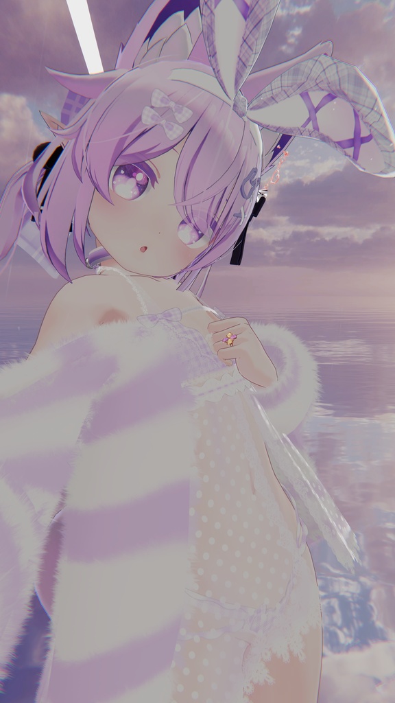 《25アバター対応衣装》ふわもこカーディガン&透けリボンランジェリーせいそせっと2