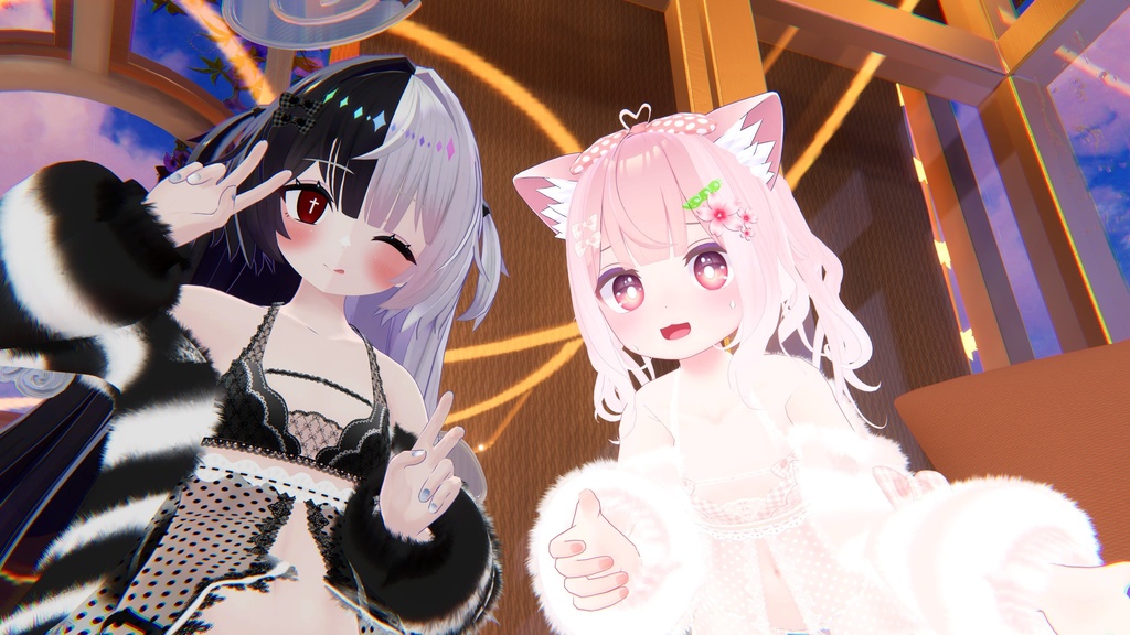 《25アバター対応衣装》ふわもこカーディガン&透けリボンランジェリーせいそせっと2