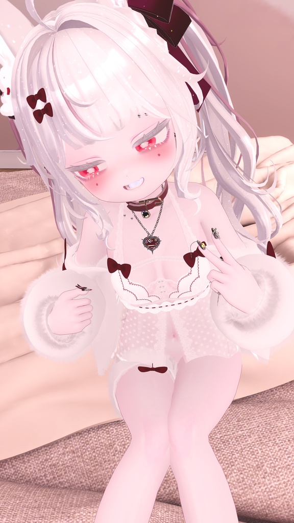 《25アバター対応衣装》ふわもこカーディガン&透けリボンランジェリーせいそせっと2