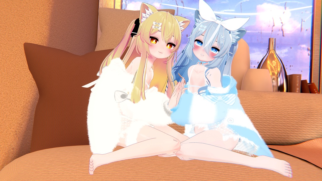 《25アバター対応衣装》ふわもこカーディガン&透けリボンランジェリーせいそせっと2