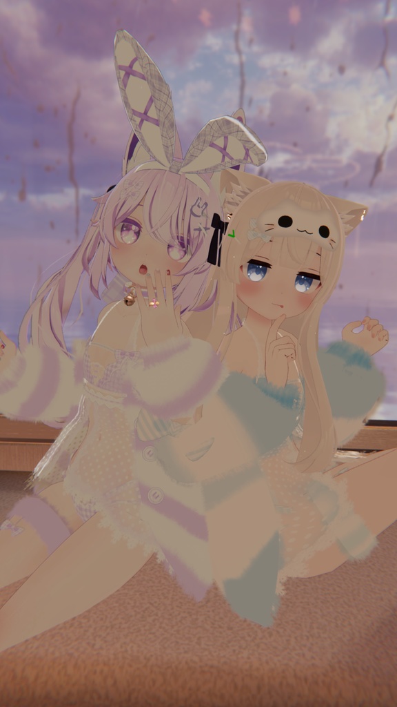 《25アバター対応衣装》ふわもこカーディガン&透けリボンランジェリーせいそせっと2