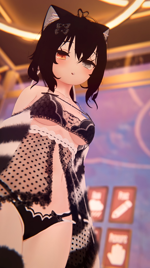 《25アバター対応衣装》ふわもこカーディガン&透けリボンランジェリーせいそせっと2