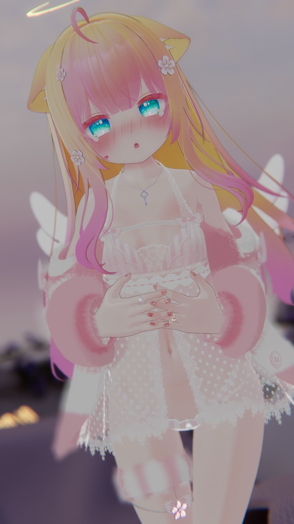 《25アバター対応衣装》ふわもこカーディガン&透けリボンランジェリーせいそせっと2