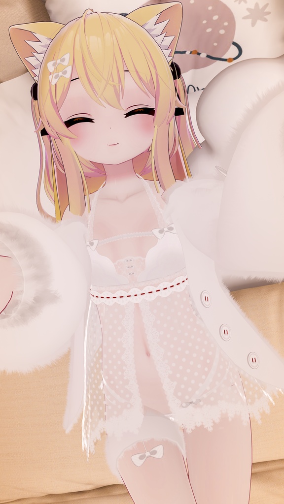 《25アバター対応衣装》ふわもこカーディガン&透けリボンランジェリーせいそせっと2