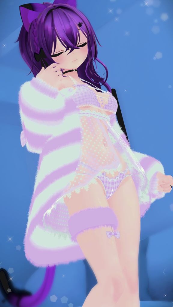 《25アバター対応衣装》ふわもこカーディガン&透けリボンランジェリーせいそせっと2