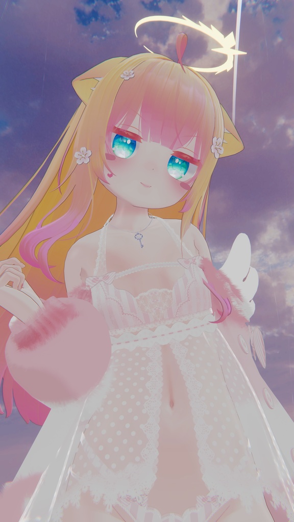 《25アバター対応衣装》ふわもこカーディガン&透けリボンランジェリーせいそせっと2