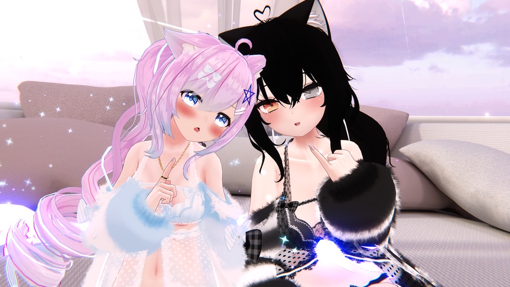 《25アバター対応衣装》ふわもこカーディガン&透けリボンランジェリーせいそせっと2