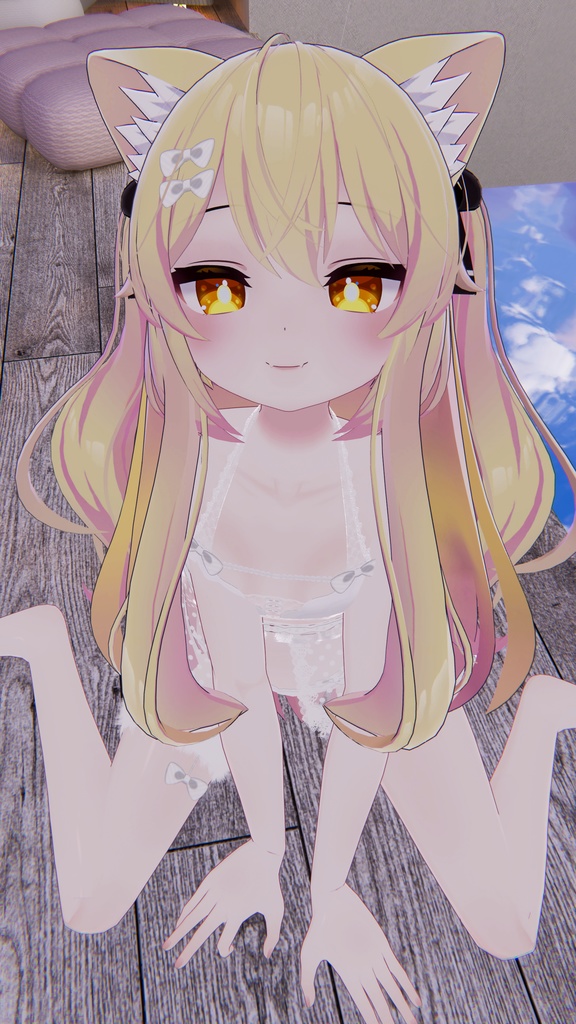 《25アバター対応衣装》ふわもこカーディガン&透けリボンランジェリーせいそせっと2