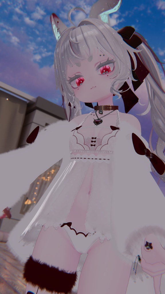 《25アバター対応衣装》ふわもこカーディガン&透けリボンランジェリーせいそせっと2