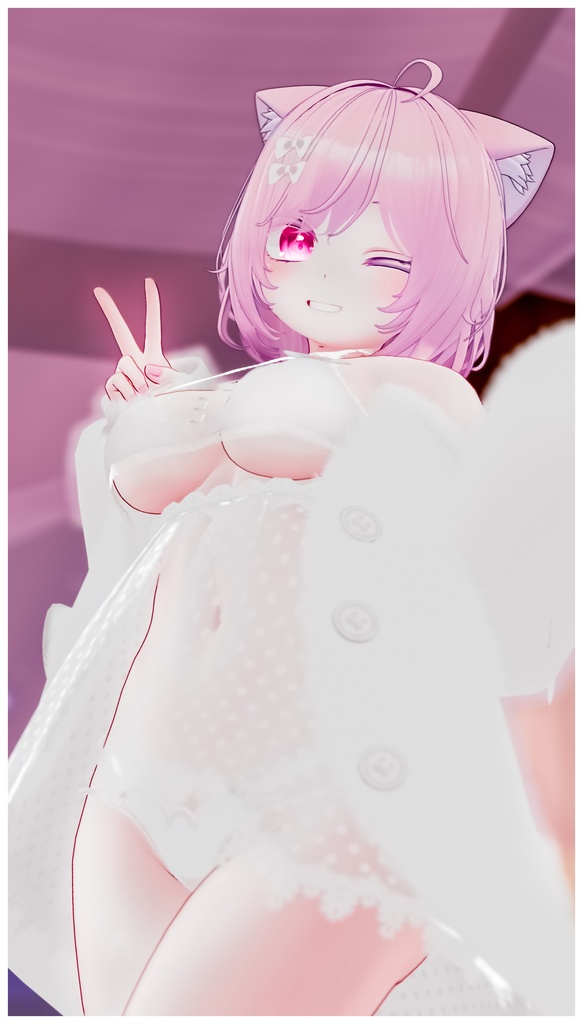 《25アバター対応衣装》ふわもこカーディガン&透けリボンランジェリーせいそせっと2