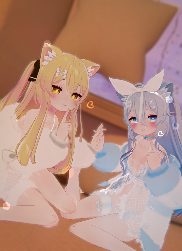 《25アバター対応衣装》ふわもこカーディガン&透けリボンランジェリーせいそせっと2