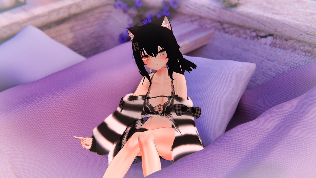 《25アバター対応衣装》ふわもこカーディガン&透けリボンランジェリーせいそせっと2