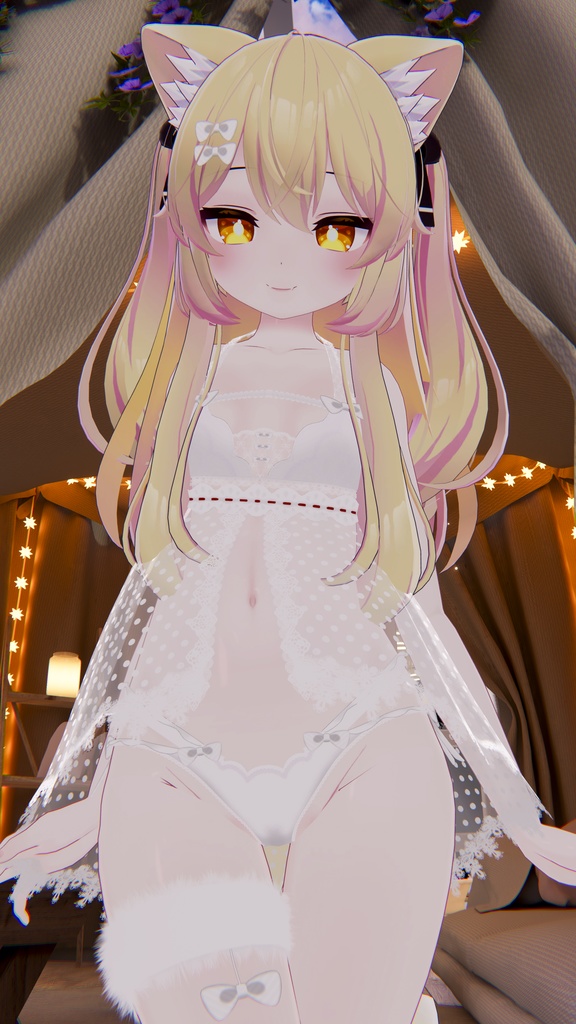 《25アバター対応衣装》ふわもこカーディガン&透けリボンランジェリーせいそせっと2