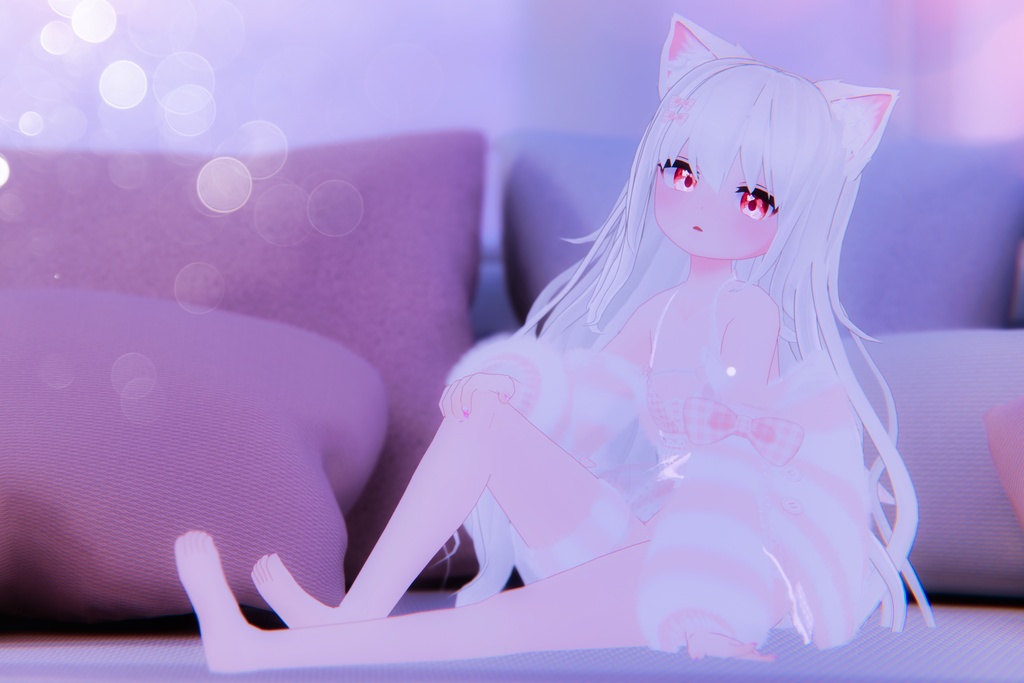 《25アバター対応衣装》ふわもこカーディガン&透けリボンランジェリーせいそせっと2