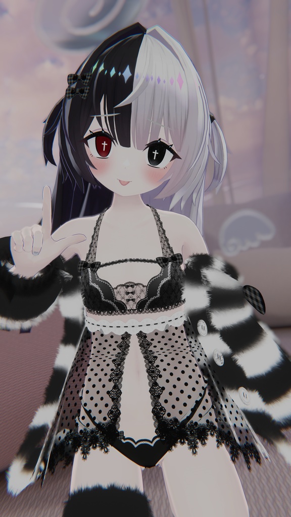 《25アバター対応衣装》ふわもこカーディガン&透けリボンランジェリーせいそせっと2