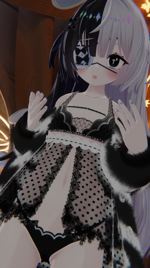 《25アバター対応衣装》ふわもこカーディガン&透けリボンランジェリーせいそせっと2