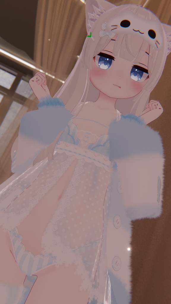 《25アバター対応衣装》ふわもこカーディガン&透けリボンランジェリーせいそせっと2