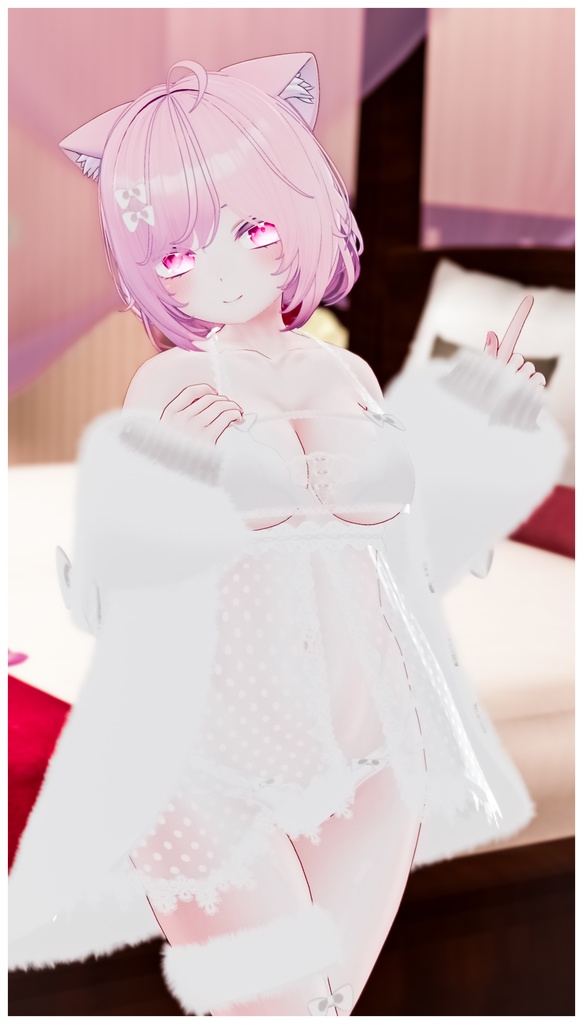 《25アバター対応衣装》ふわもこカーディガン&透けリボンランジェリーせいそせっと2