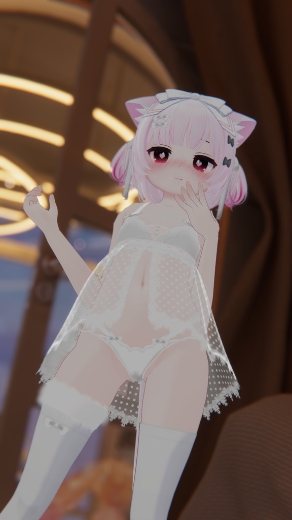 《25アバター対応衣装》ふわもこカーディガン&透けリボンランジェリーせいそせっと2