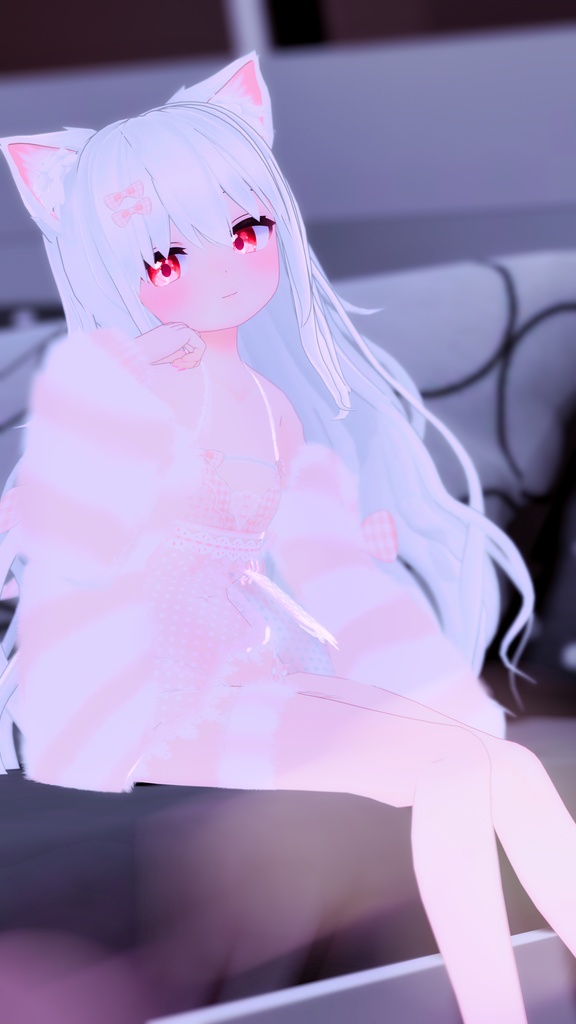 《25アバター対応衣装》ふわもこカーディガン&透けリボンランジェリーせいそせっと2