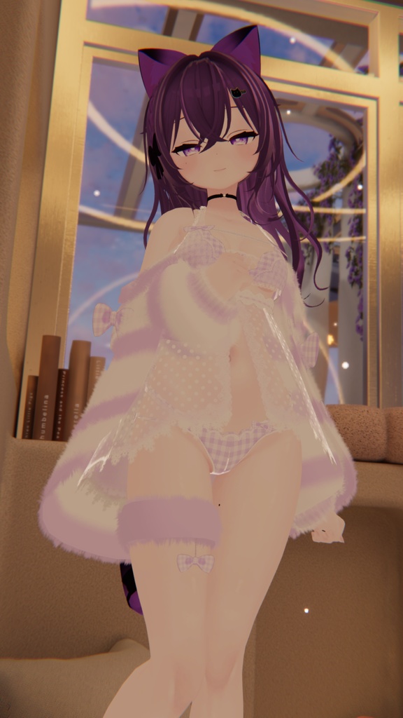 《25アバター対応衣装》ふわもこカーディガン&透けリボンランジェリーせいそせっと2