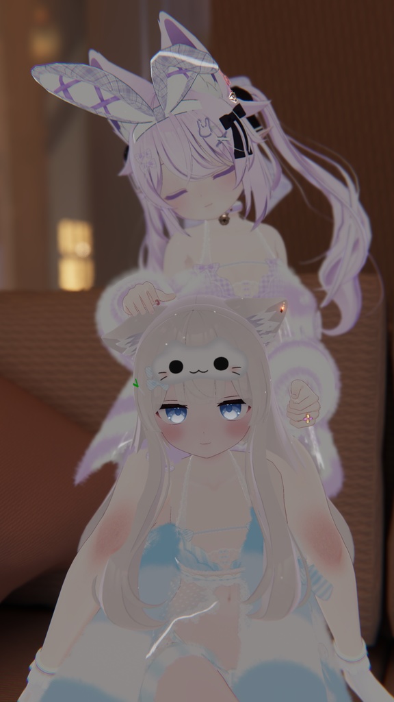 《25アバター対応衣装》ふわもこカーディガン&透けリボンランジェリーせいそせっと2