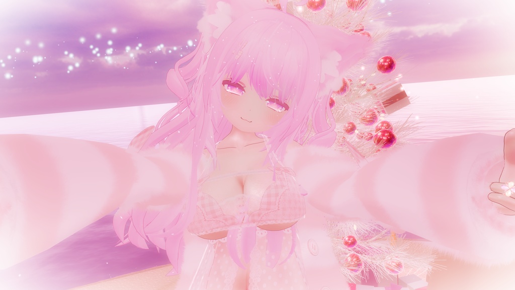 《25アバター対応衣装》ふわもこカーディガン&透けリボンランジェリーせいそせっと2