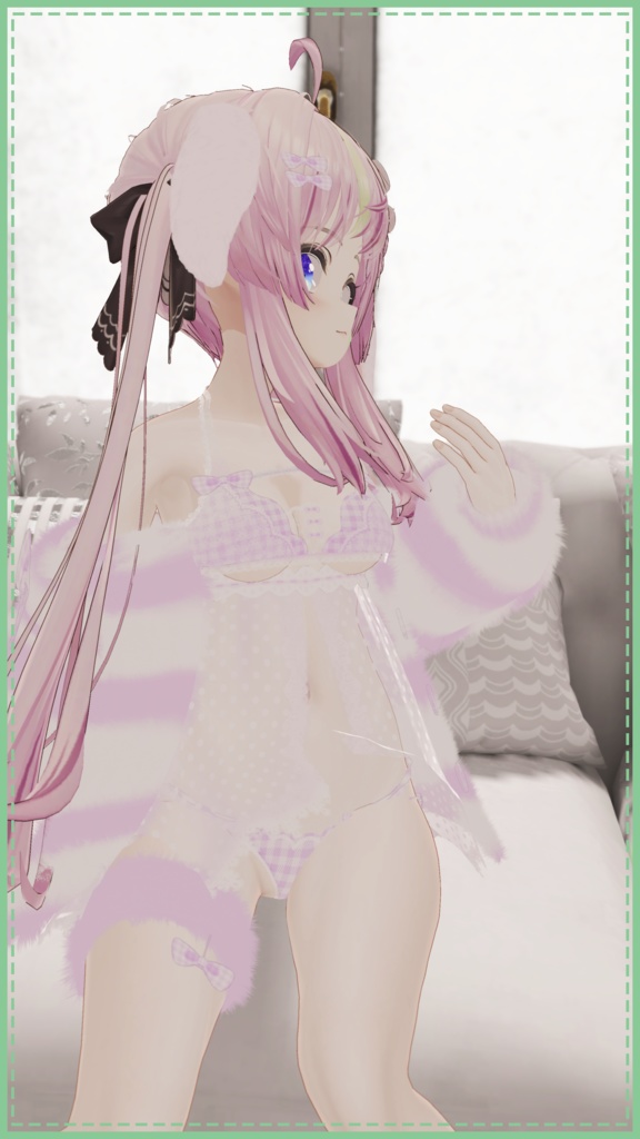 《25アバター対応衣装》ふわもこカーディガン&透けリボンランジェリーせいそせっと2