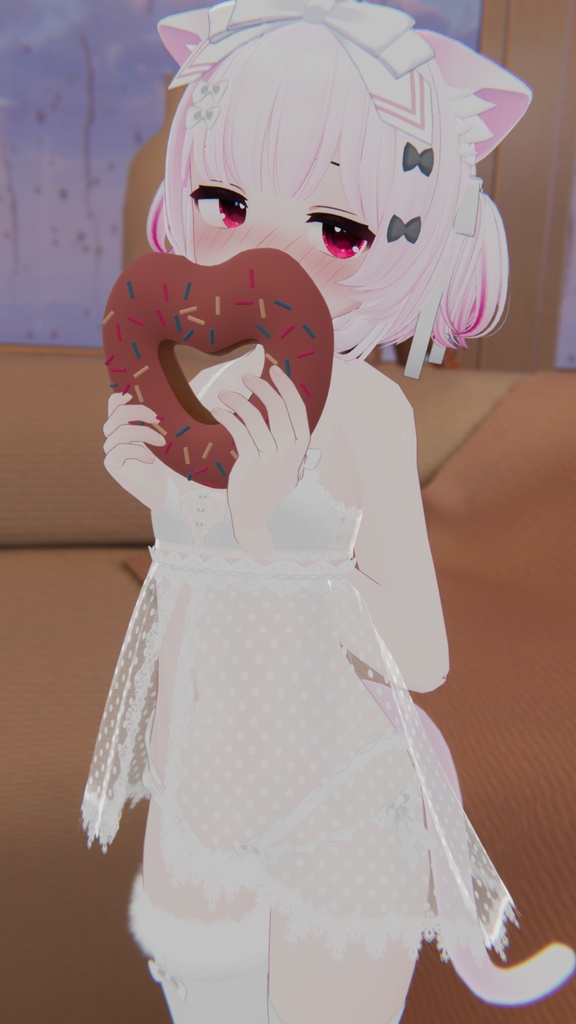 《25アバター対応衣装》ふわもこカーディガン&透けリボンランジェリーせいそせっと2