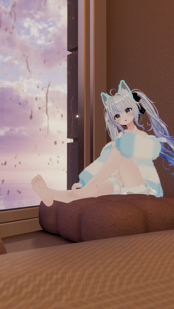 《25アバター対応衣装》ふわもこカーディガン&透けリボンランジェリーせいそせっと2