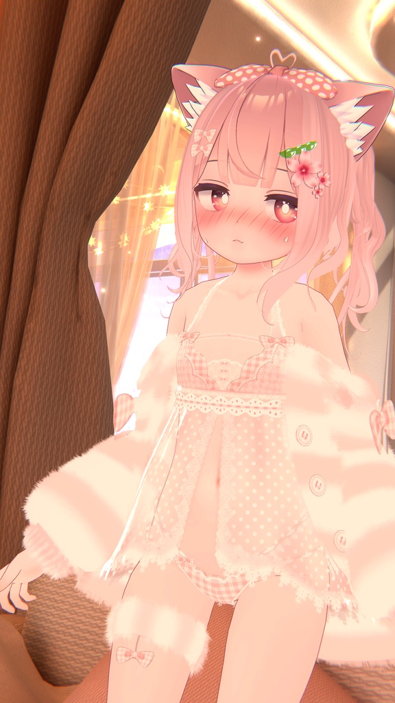 《25アバター対応衣装》ふわもこカーディガン&透けリボンランジェリーせいそせっと2