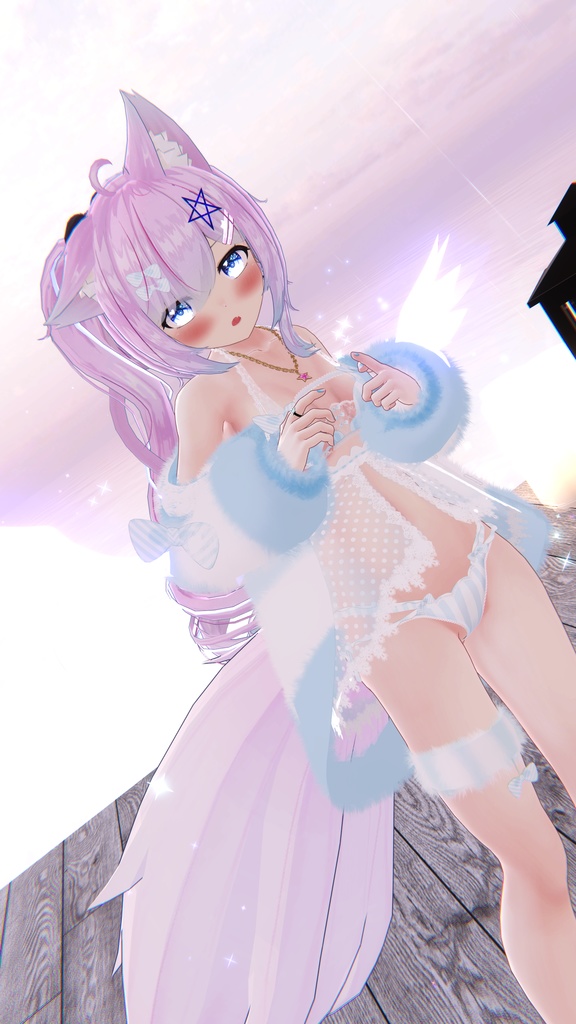 《25アバター対応衣装》ふわもこカーディガン&透けリボンランジェリーせいそせっと2