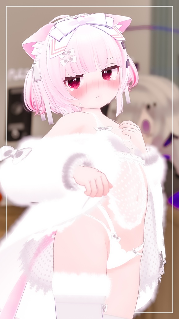 《25アバター対応衣装》ふわもこカーディガン&透けリボンランジェリーせいそせっと2