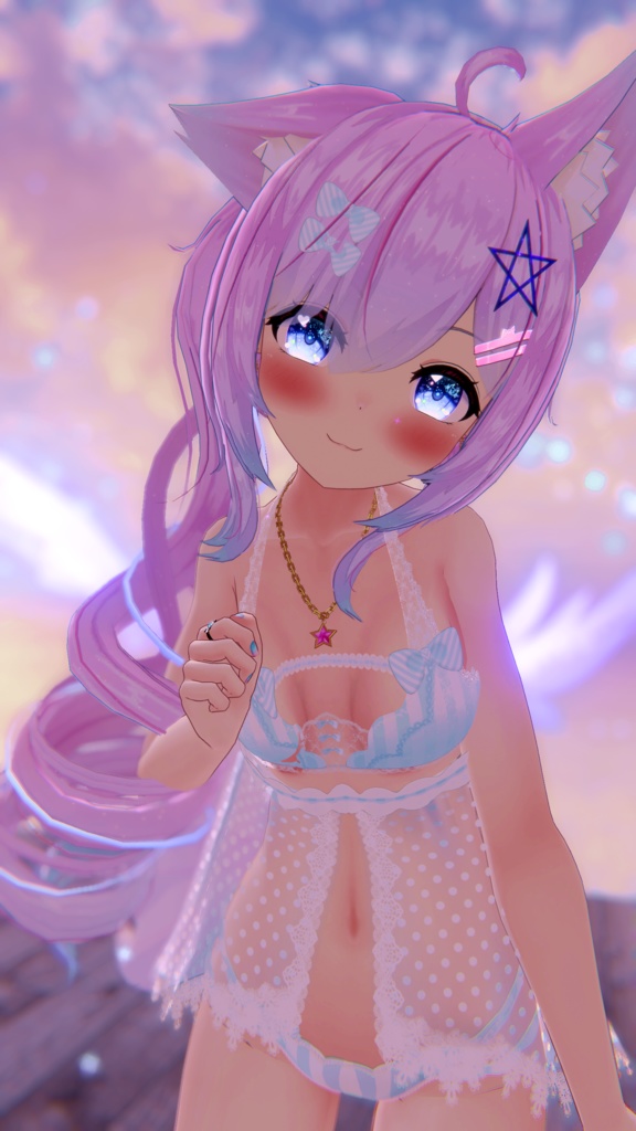 《25アバター対応衣装》ふわもこカーディガン&透けリボンランジェリーせいそせっと2