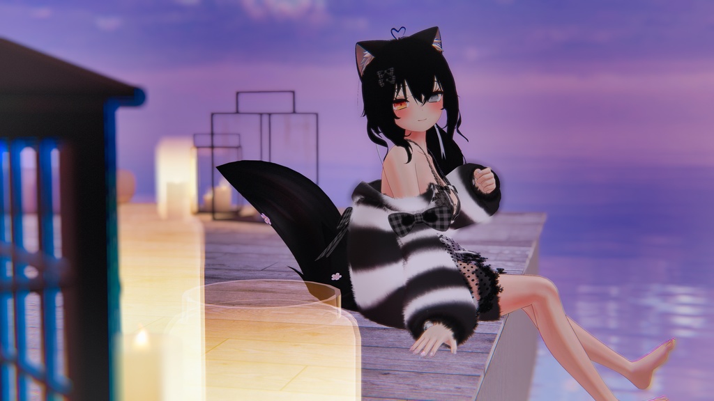 《25アバター対応衣装》ふわもこカーディガン&透けリボンランジェリーせいそせっと2