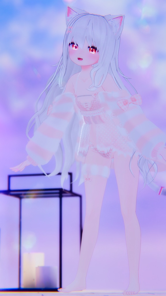 《25アバター対応衣装》ふわもこカーディガン&透けリボンランジェリーせいそせっと2