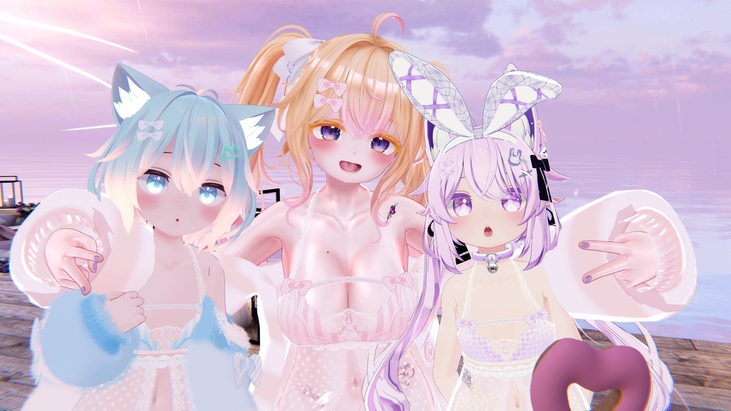 《25アバター対応衣装》ふわもこカーディガン&透けリボンランジェリーせいそせっと2