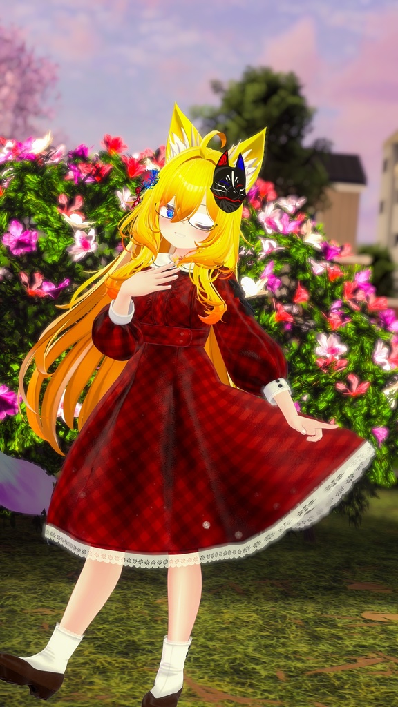 《41アバター対応衣装》ベルチェックワンピース