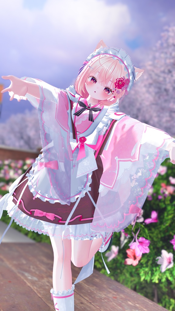 《44アバター対応衣装》咲楽クラリアー和メイドドレスー 《~5/7 SALE中!》