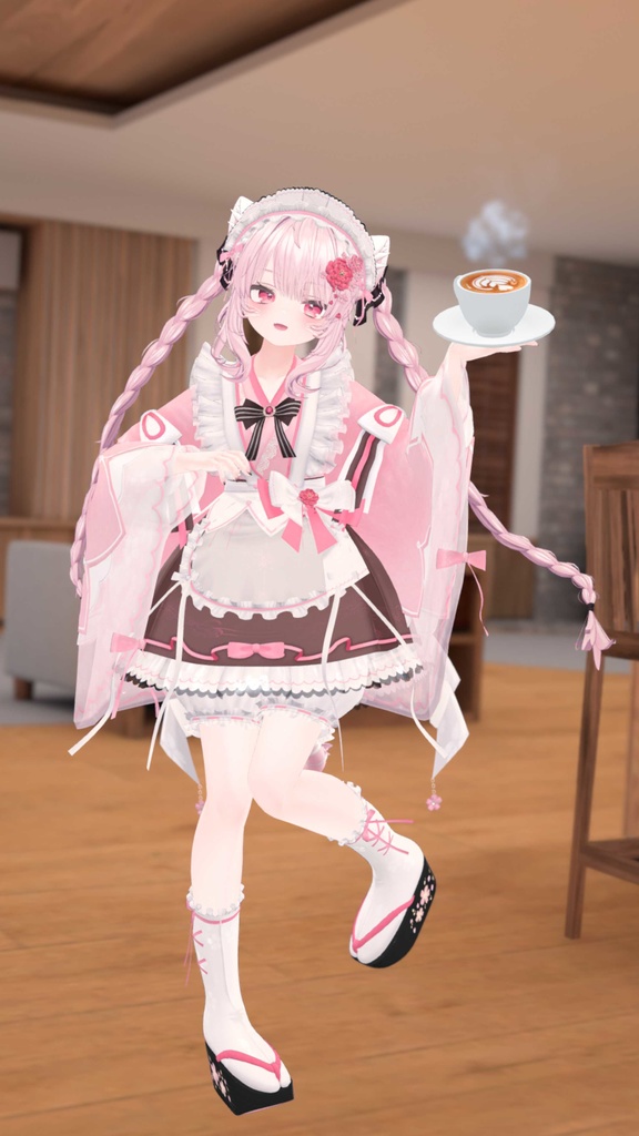《44アバター対応衣装》咲楽クラリアー和メイドドレスー 《~5/7 SALE中!》