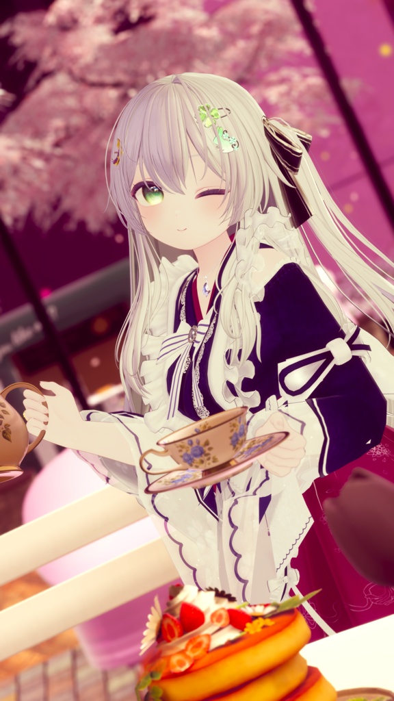 《44アバター対応衣装》咲楽クラリアー和メイドドレスー 《~5/7 SALE中!》