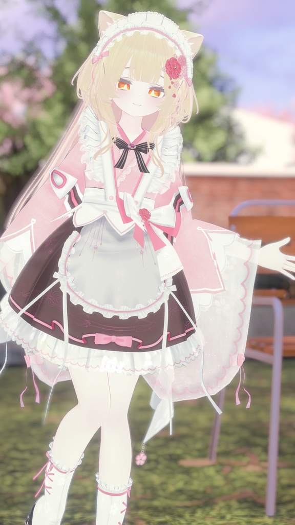 《44アバター対応衣装》咲楽クラリアー和メイドドレスー 《~5/7 SALE中!》