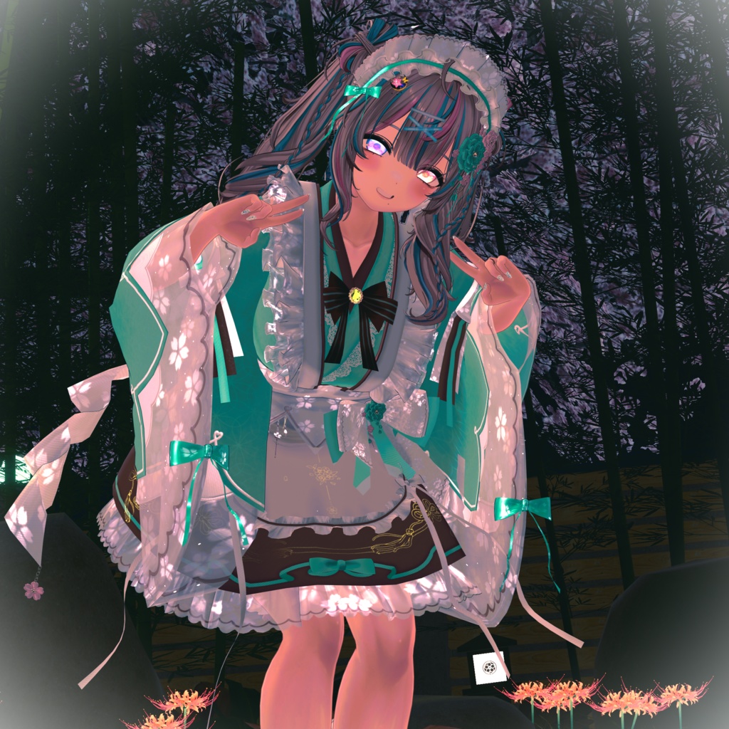 《44アバター対応衣装》咲楽クラリアー和メイドドレスー 《~5/7 SALE中!》