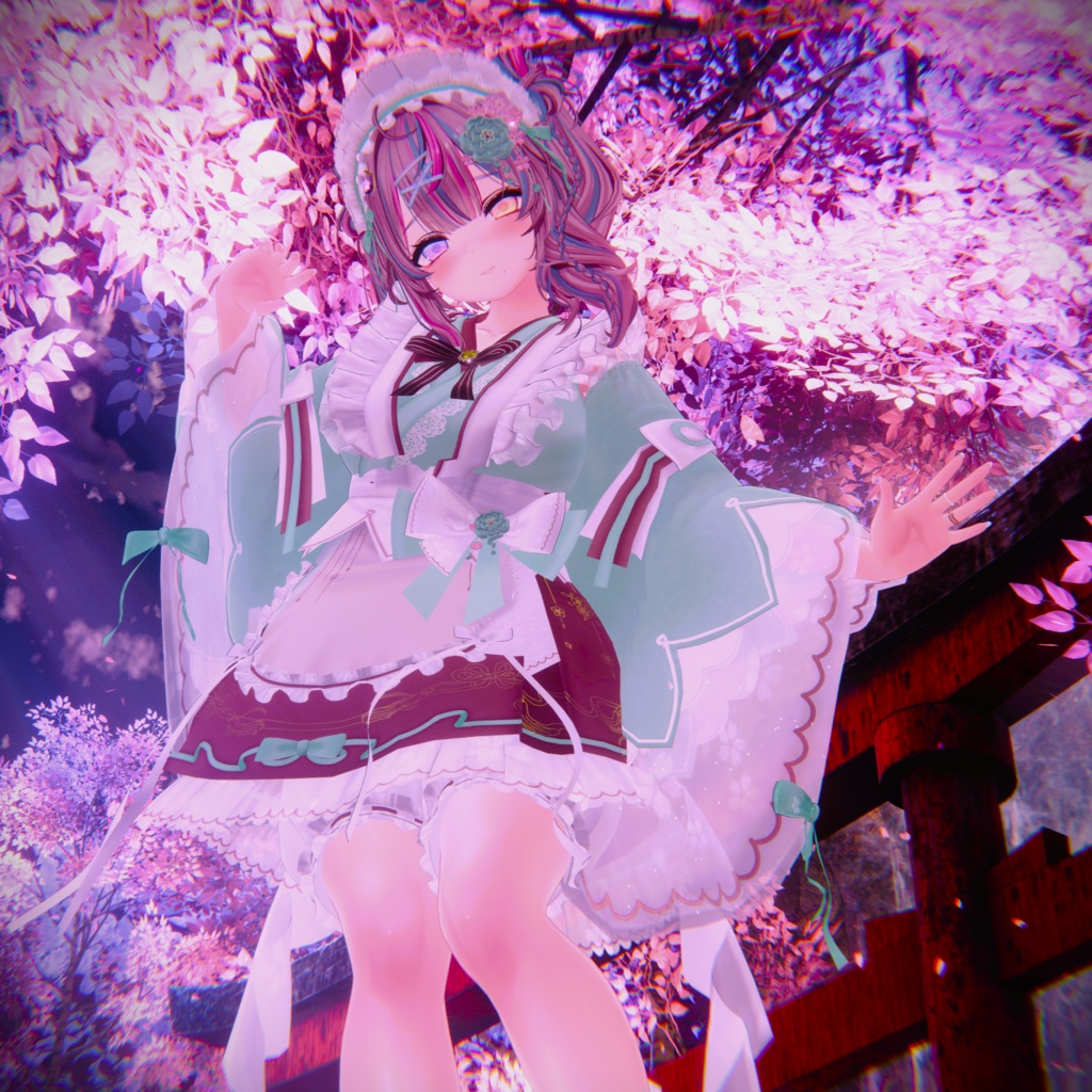 《44アバター対応衣装》咲楽クラリアー和メイドドレスー 《~5/7 SALE中!》