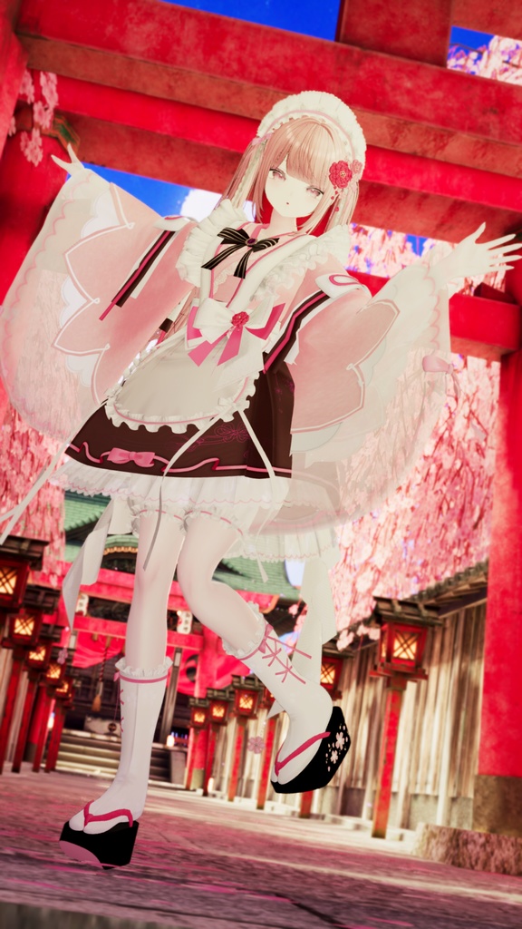 《44アバター対応衣装》咲楽クラリアー和メイドドレスー 《~5/7 SALE中!》