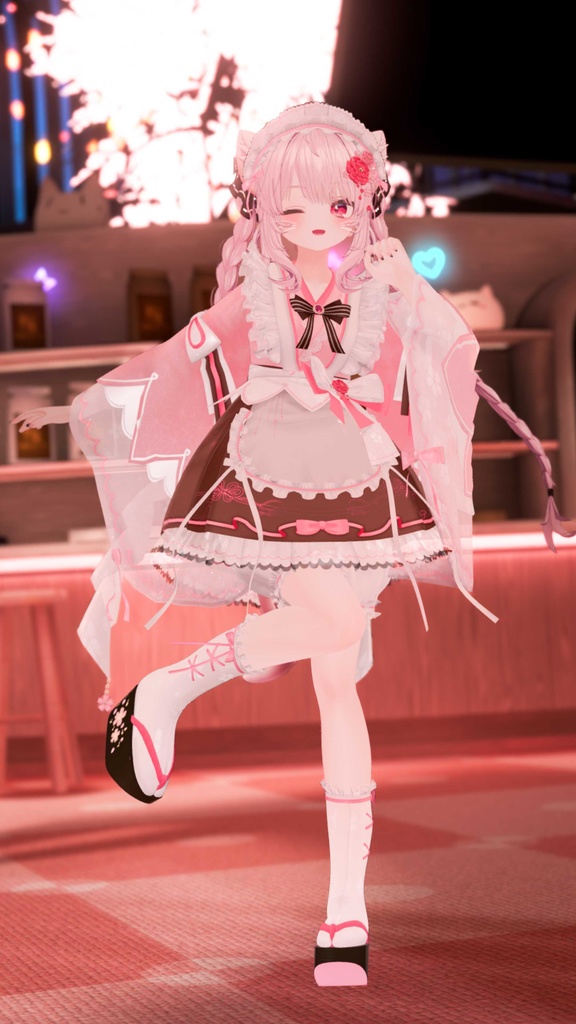 《44アバター対応衣装》咲楽クラリアー和メイドドレスー 《~5/7 SALE中!》
